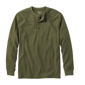 LL BEAN mini-waffle long- sleeve Henley - medium